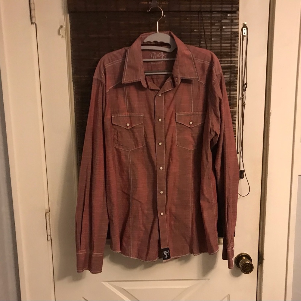 Rock 47 By Wrangler Shirt Mens Size Large EXCELLENT CONDITION Embroided Blue